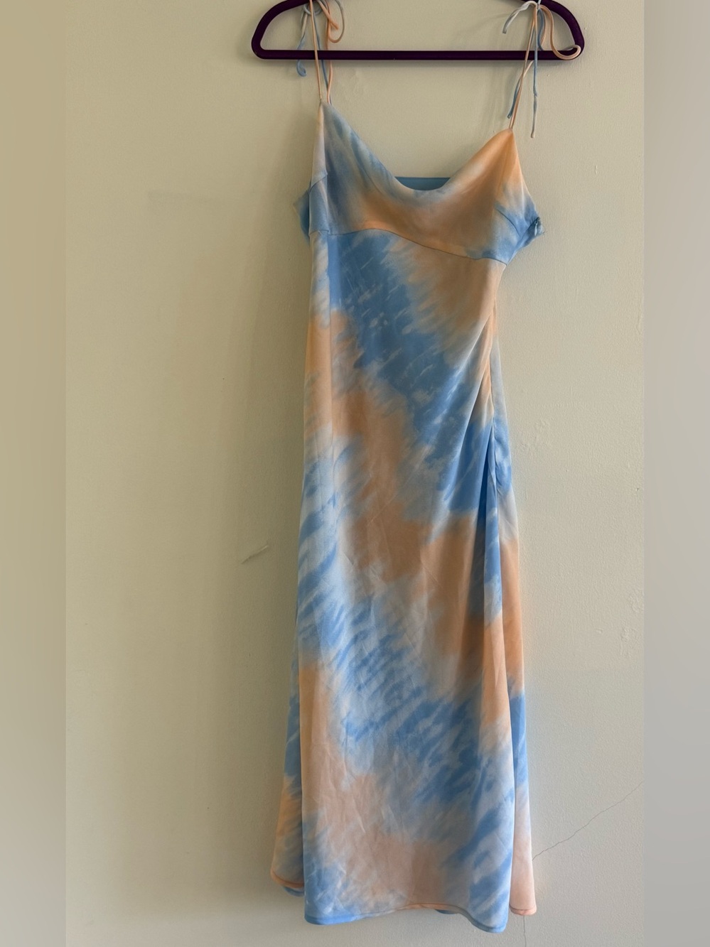 emory park Blue and Peach Tie-Dye Maxi Slip Dress